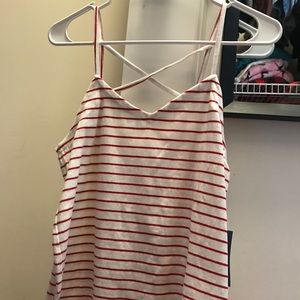 Red and white striped tank
